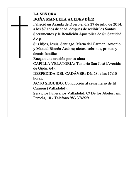 Doña Manuela Acebes Díez