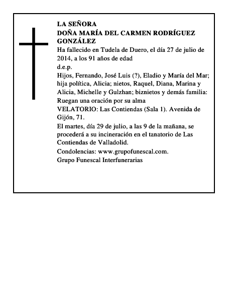 Doña María del Carmen Rodríguez González