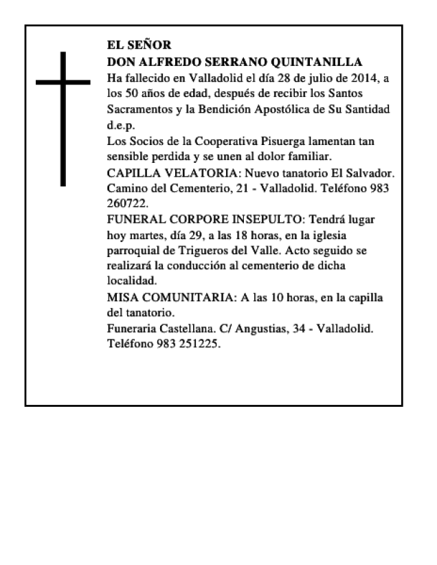 Don Alfredo Serrano Quintanilla Esquela Necrológica El Norte de