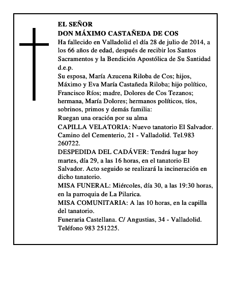 Don Máximo Castañeda de Cos