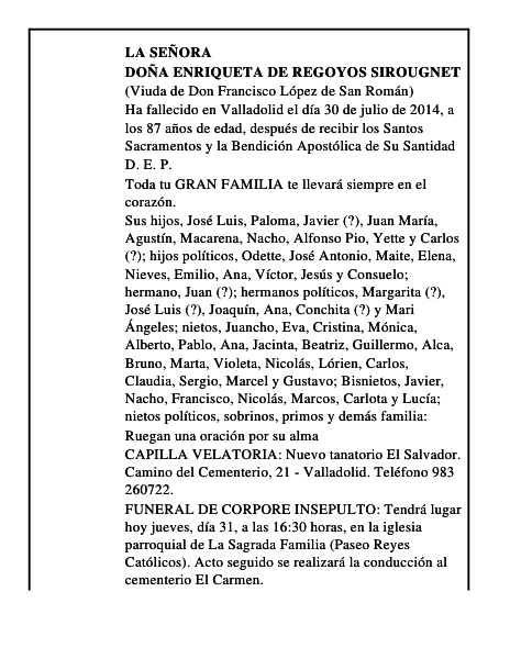 Doña Enriqueta de Regoyos Sirougnet