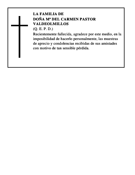 Doña Mª del Carmen Pastor Valdeolmillos