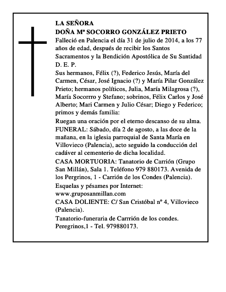 Doña Mª Socorro González Prieto