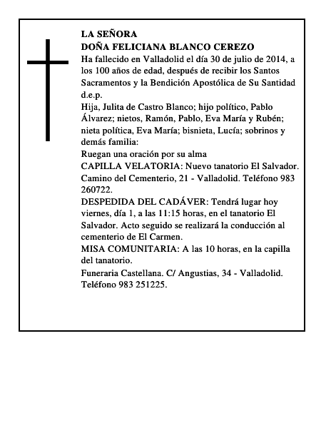 Doña Feliciana Blanco Cerezo