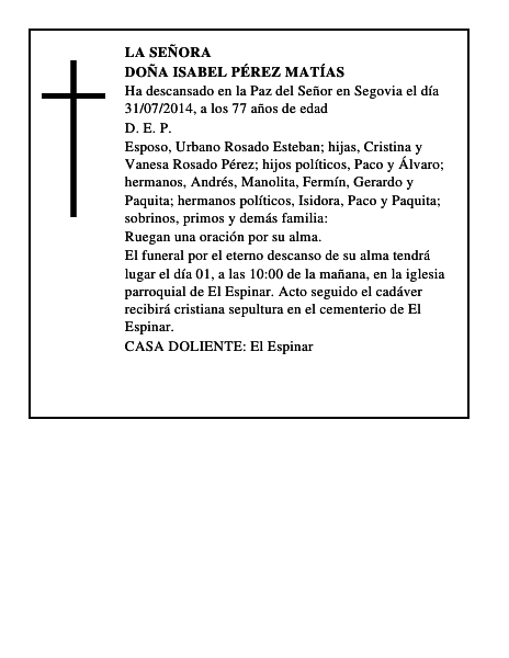 Doña Isabel Pérez Matías
