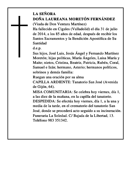 Doña Laureana Moretón Fernández