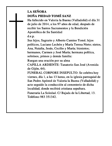 Doña Piedad Tomé Sanz