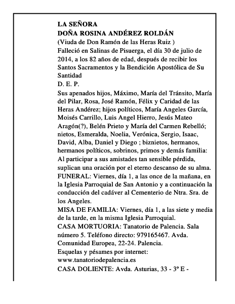 Doña Rosina Andérez Roldán