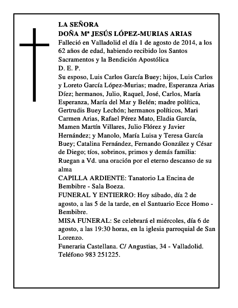 Doña Mª Jesús López-Murias Arias