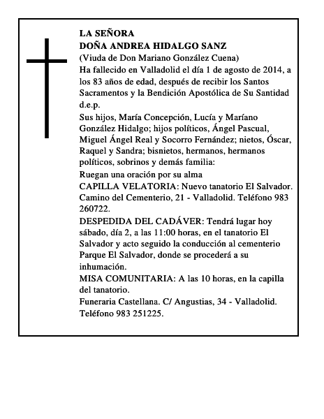 Doña Andrea Hidalgo Sanz