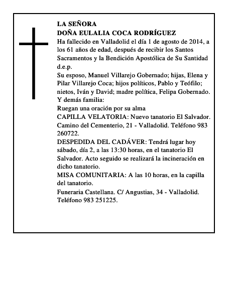 Doña Eulalia Coca Rodríguez