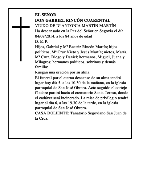 Don Gabriel Rincón Cuarental