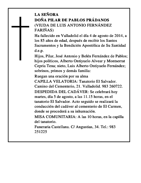 Doña Pilar de Pablos Prádanos