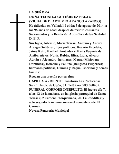 Doña Teonila Gutiérrez Pelaz