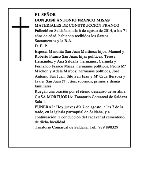 Don José Antonio Franco Misas