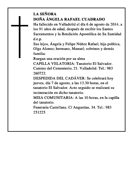 Doña Ángela Rafael Cuadrado
