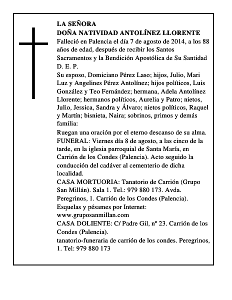 Doña Natividad Antolínez Llorente