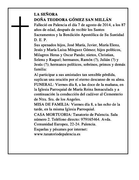 Doña Teodora Gómez San Millán