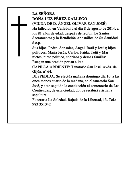 Doña Luz Pérez Gallego