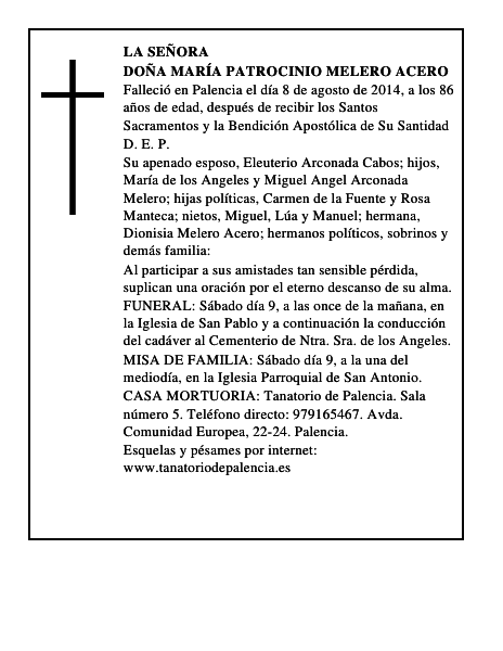 Doña María Patrocinio Melero Acero