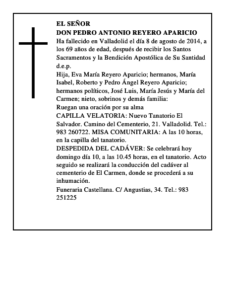Don Pedro Antonio Reyero Aparicio