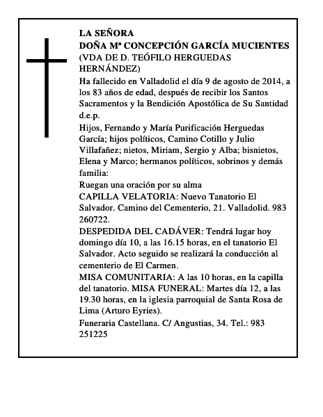 Doña Mª Concepción García Mucientes
