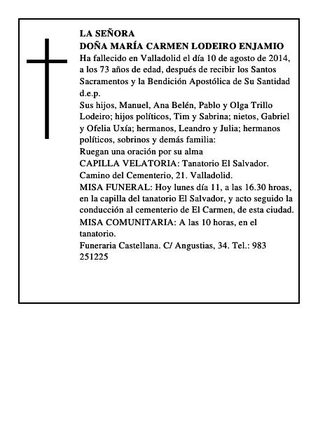 Doña María Carmen Lodeiro Enjamio