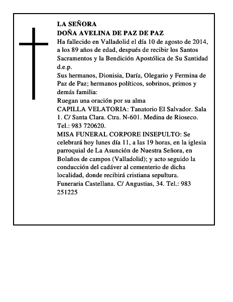 Doña Avelina de Paz de Paz