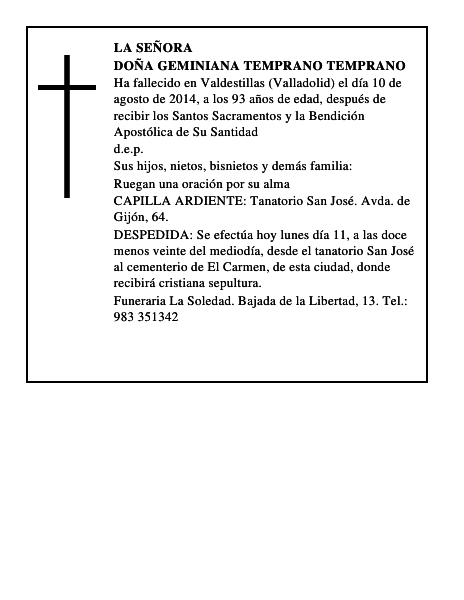 Doña Geminiana Temprano Temprano