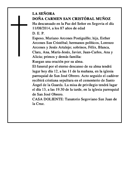 Doña Carmen San Cristóbal Muñoz