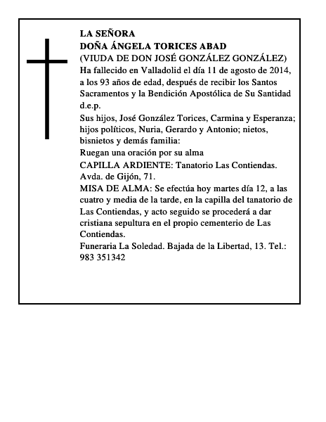 Doña Ángela Torices Abad