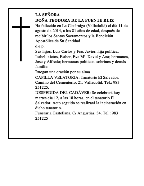 Doña Teodora de la Fuente Ruiz