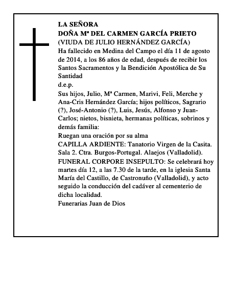 Doña Mª del Carmen García Prieto