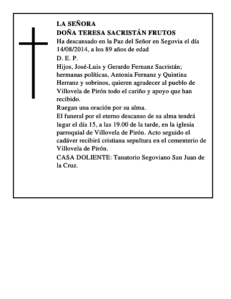 Doña Teresa Sacristán Frutos
