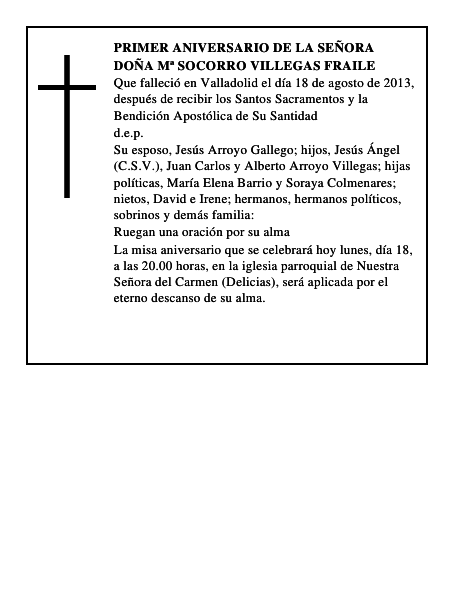 Doña Mª Socorro Villegas Fraile