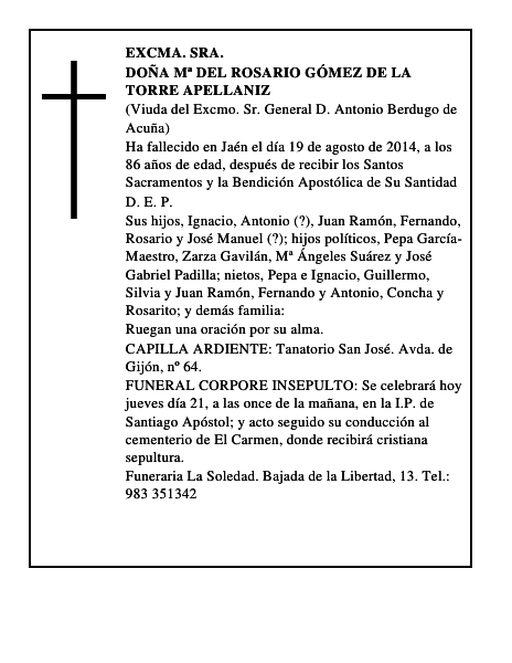 Doña Mª del Rosario Gómez de la Torre Apellaniz