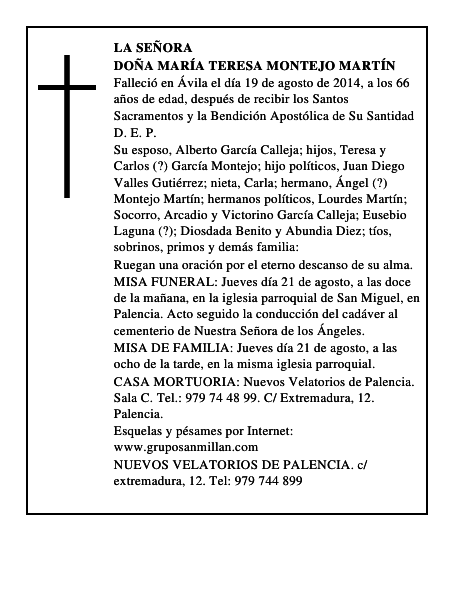 Doña María Teresa Montejo Martín