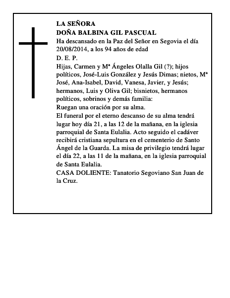 Doña Balbina Gil Pascual