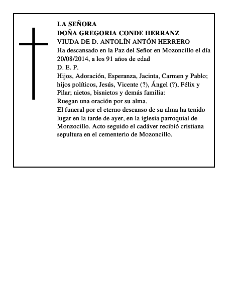 Doña Gregoria Conde Herranz