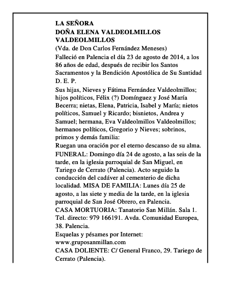 Doña Elena Valdeolmillos Valdeolmillos
