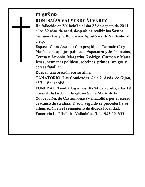 Don Isaías Valverde Álvarez