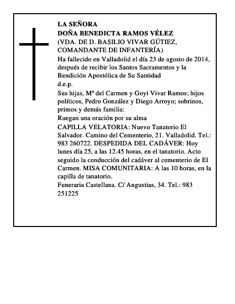 Doña Benedicta Ramos Vélez
