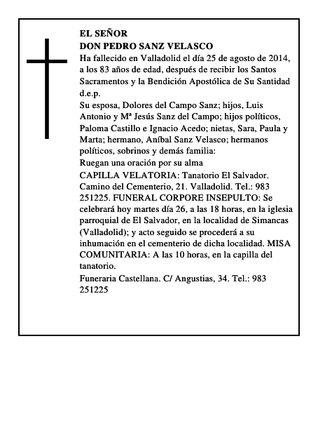 Don Pedro Sanz Velasco