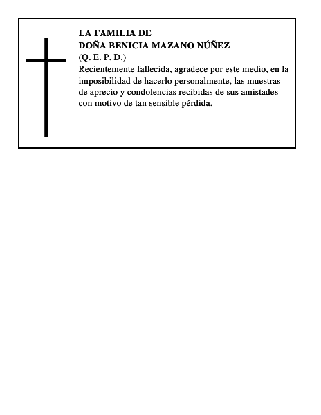 Doña Benicia Mazano Núñez