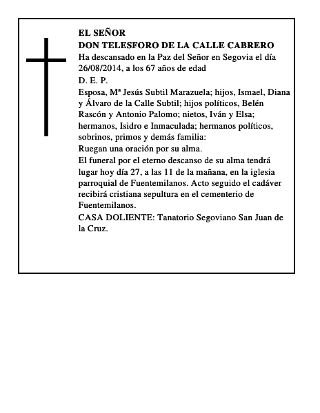 Don Telesforo de la Calle Cabrero