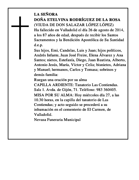 Doña Etelvina Rodríguez de la Rosa