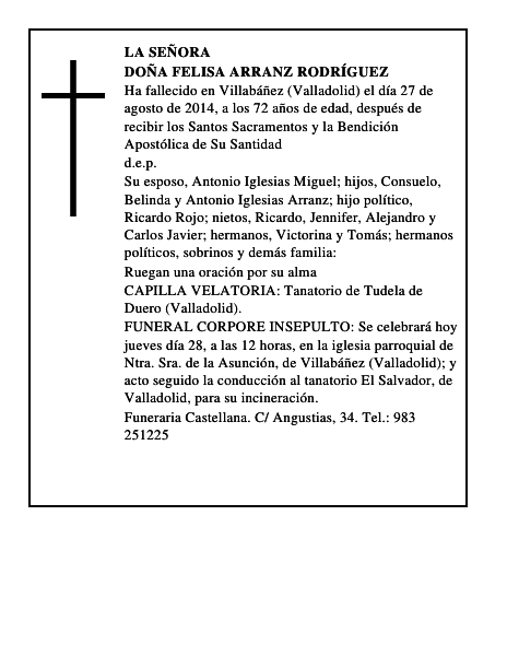 Doña Felisa Arranz Rodríguez