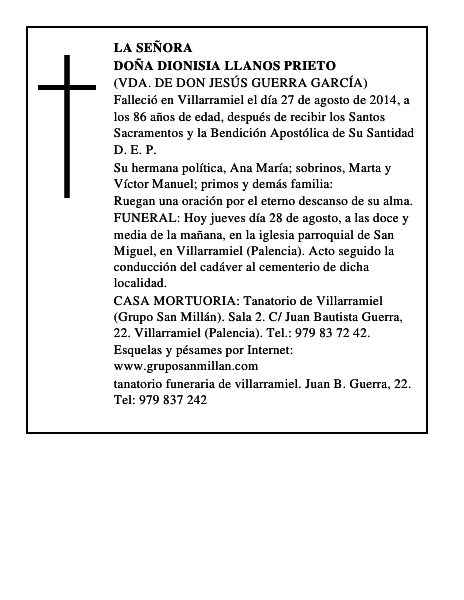 Doña Dionisia Llanos Prieto