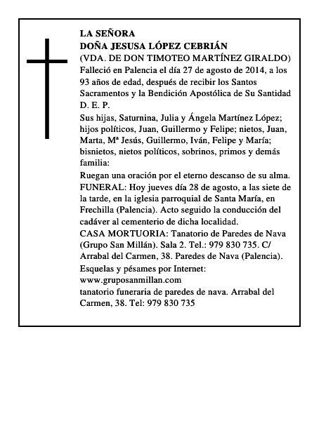 Doña Jesusa López Cebrián