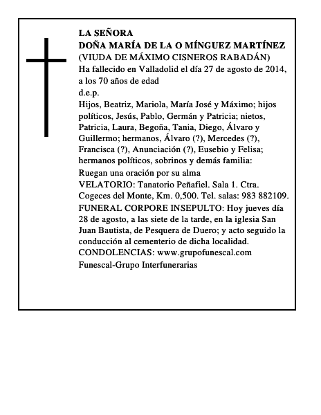 Doña María de la O Mínguez Martínez